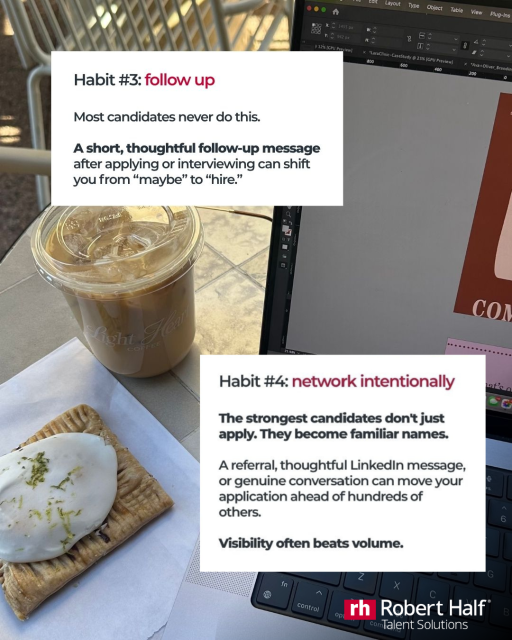 AldridgeTo93003's tweet photo. Unglamorous habits > viral advice Adopt these habits to help accelerate your job search. #RobertHalf #JobSearch https://t.co/tVvOQZrHg4