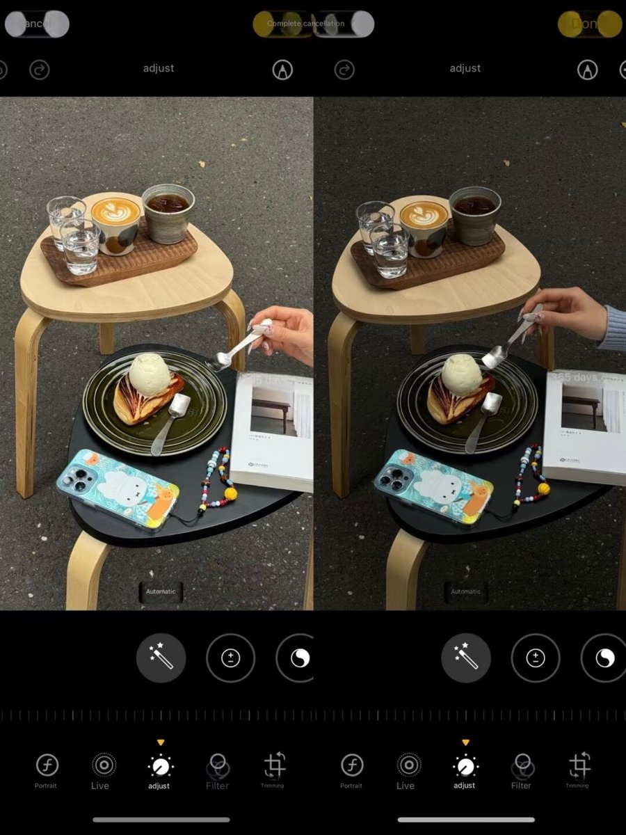 noorielova's tweet photo. how to adjust this dark food exploration filter!! Dark-themed cafes, cakes, restaurants, welcome in!!

📱iPhone original camera editing
✅Zoom: 2.5x - 3.5x
•Exposure: -5
•Sharpness: -25
•Highlights: -10
•Contrast: +15
•Black Point: +3
•Saturation: +25
•Clarity: +5

✅After adjusting a photo, click the top-right corner "Copy Edit Points"
✅Copy to other photos and you're all set