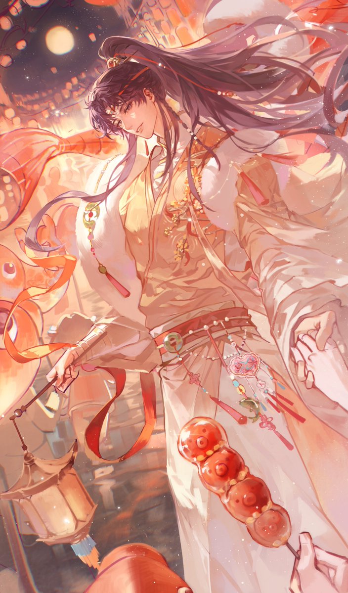 fish003006's tweet photo. #恋与深空祁煜 #ホムラ #恋と深空 #LoveandDeepspace #Rafayel
#祁煜 #同人绘画 
画了和祁煜公子一起逛灯会，提前祝大家中秋节快乐🥮～ https://t.co/lkXcho2V7s
