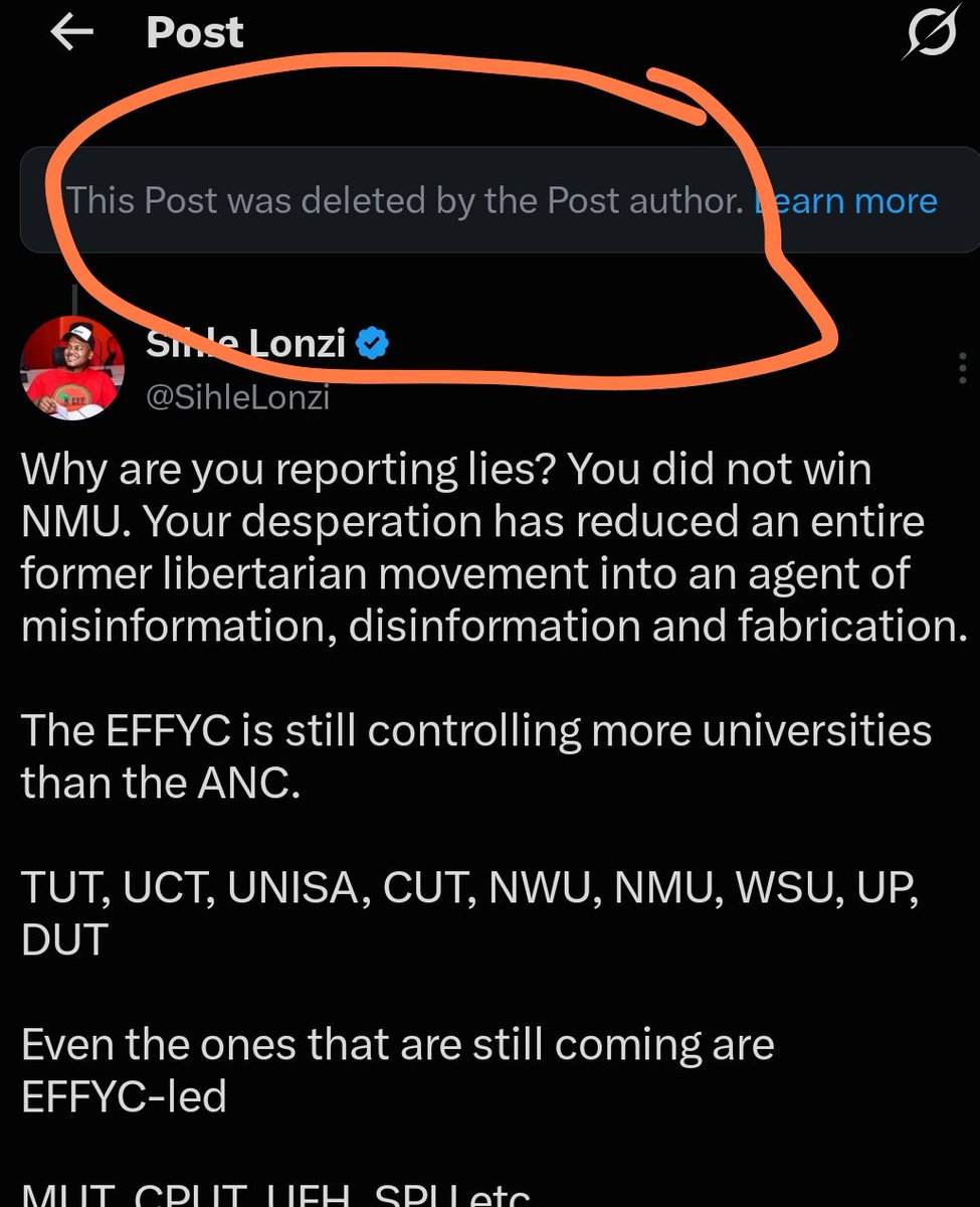 Nna_Ke_Tlhapi's tweet photo. @SihleLonzi @MYANC They even deleted the post https://t.co/CyBSczX8rQ