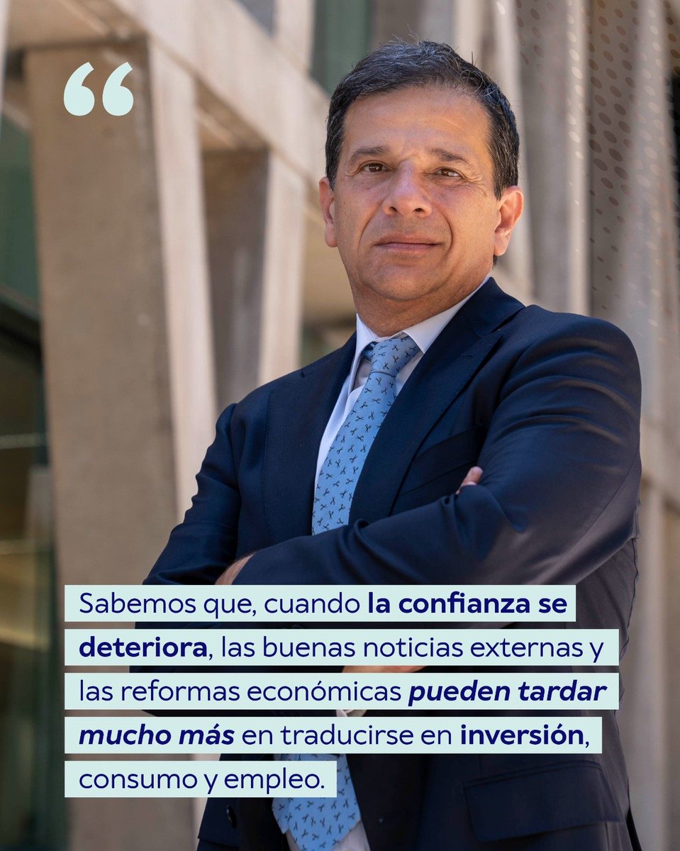 fenuchile's tweet photo. "Sabemos que, cuando la confianza se deteriora, las buenas noticias externas y las reformas económicas pueden tardar mucho más en traducirse en inversión, consumo y empleo. Recuperar el crecimiento exige buenos fundamentos económicos, pero también reconstruir la confianza", Alejandro Micco, académico FEN.

https://t.co/vugywLwH12