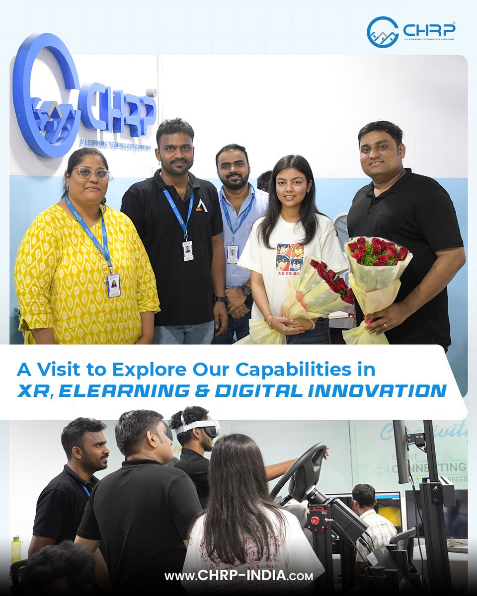 chrp_india's tweet photo. A day of innovation and possibilities!
Delegates visited our office in 📍Hyderabad to explore our solutions and discuss exciting opportunities ahead. 🤝✨
#chrpindia #vrsolutions #businessvisit #futureprojects #immersivetechnology https://t.co/lXR663BDIR