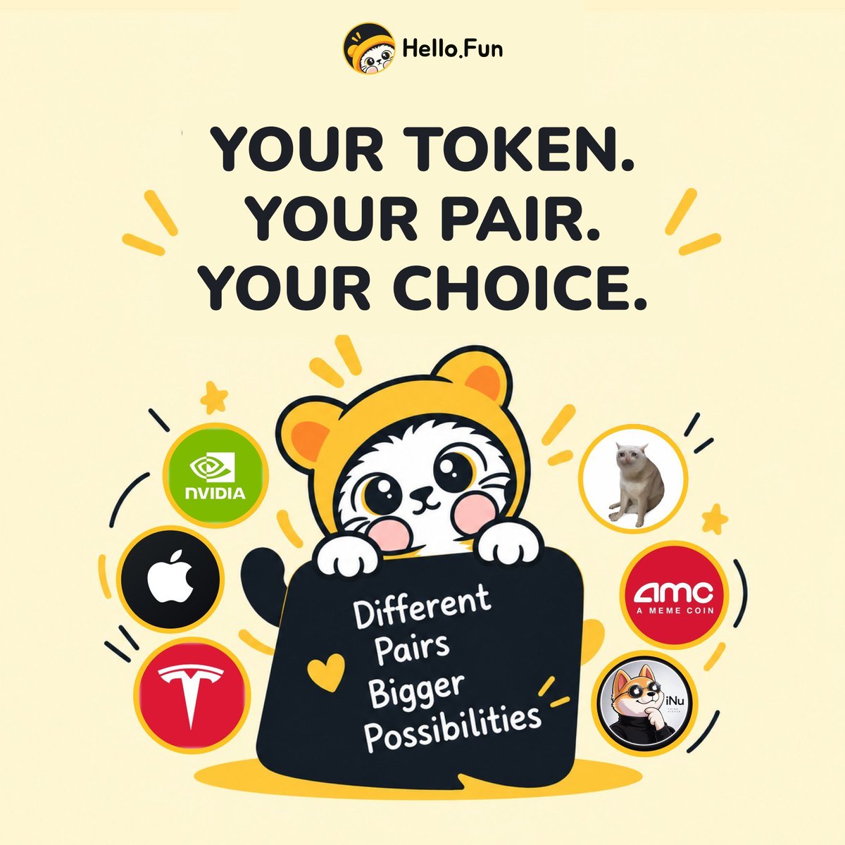 hellodotfunrh's tweet photo. What if launching a token was only half the decision?

The other half is what you launch it against.

On @RobinhoodApp , $HELLO gives creators the choice.

$CASHCAT. $PON. $AI. $IF. 
You choose the pair.

Coming soon. https://t.co/eFyuVoPcnL