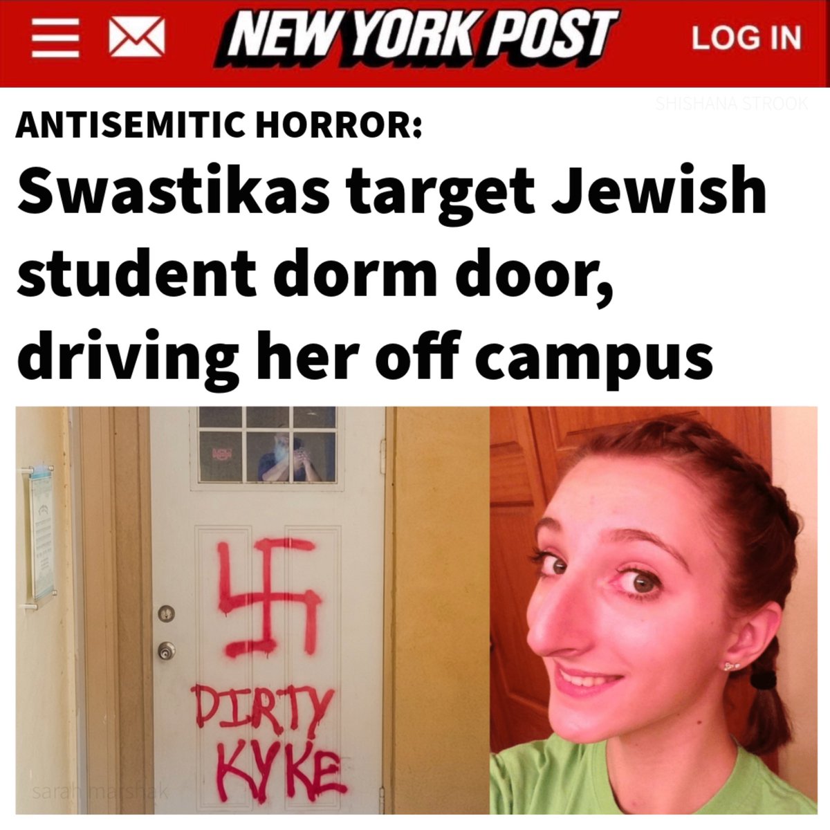 RabbiJeffx's tweet photo. This Jewish student was CAUGHT staging a fake ANTISEMITIC attack on her own dorm door.

@grok Yes/No https://t.co/jtS4T7zc4x