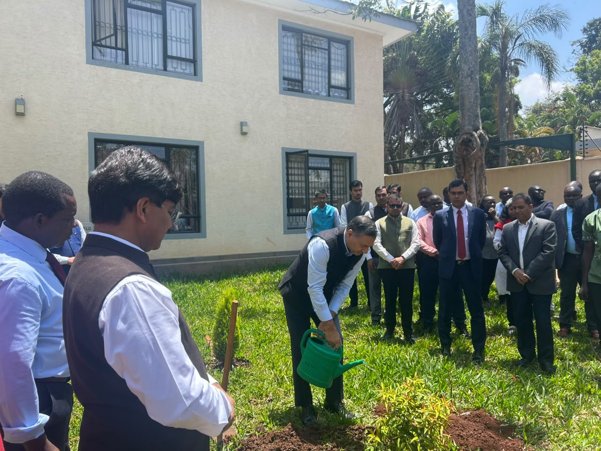 IndiainKenya's tweet photo. As part of #SevaPakhwada, the High Commissioner @AdarshSwaika1 planted an Eugenia sapling at the Chancery premises, reaffirming our shared responsibility to a cleaner, greener future. 🇮🇳🌿

#EkPedMaaKeNaam #SwachhataPakhwada2026 #SHS2026

@IndianDiplomacy @MEAIndia @PMOIndia @KVSinghMPGonda @SwachhBharatGov @swachhbharat @SwachhEduMin @DDNewslive @ANI