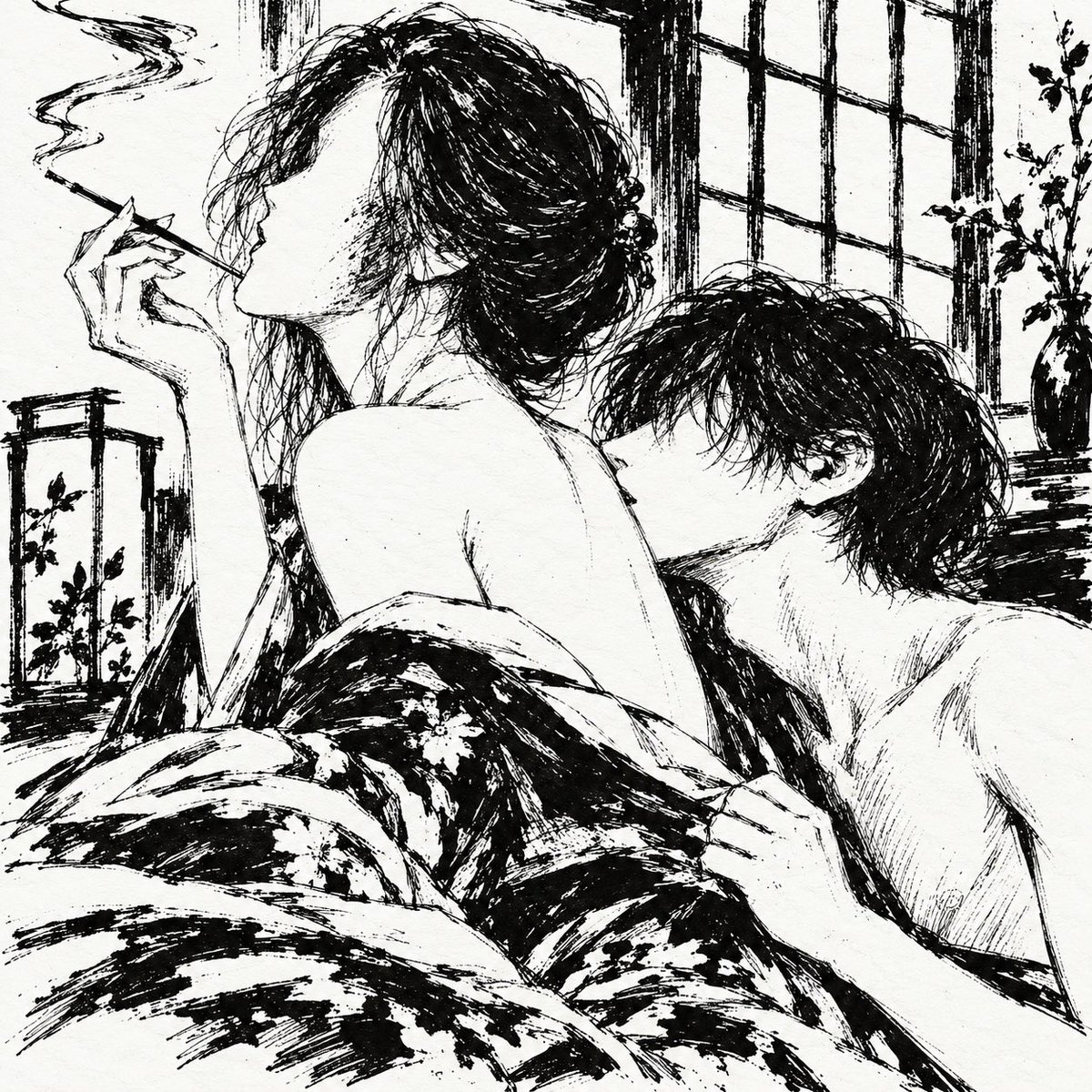 iteumadoshi's tweet photo. 《射手午年セレクション》

「汗にぬれたなめし皮のような日本の男のなめらかな皮膚、しなう強靭な細い胴が懐かしくなってきた」
大正六年。銀次18歳、るい49歳。
銀次にとっての年上の女、るい。色が抜けるように白く、骨細で華奢な身体。ただ、その顔の右半分には、醜い火傷のあとがある。 https://t.co/hokaJ2D1du