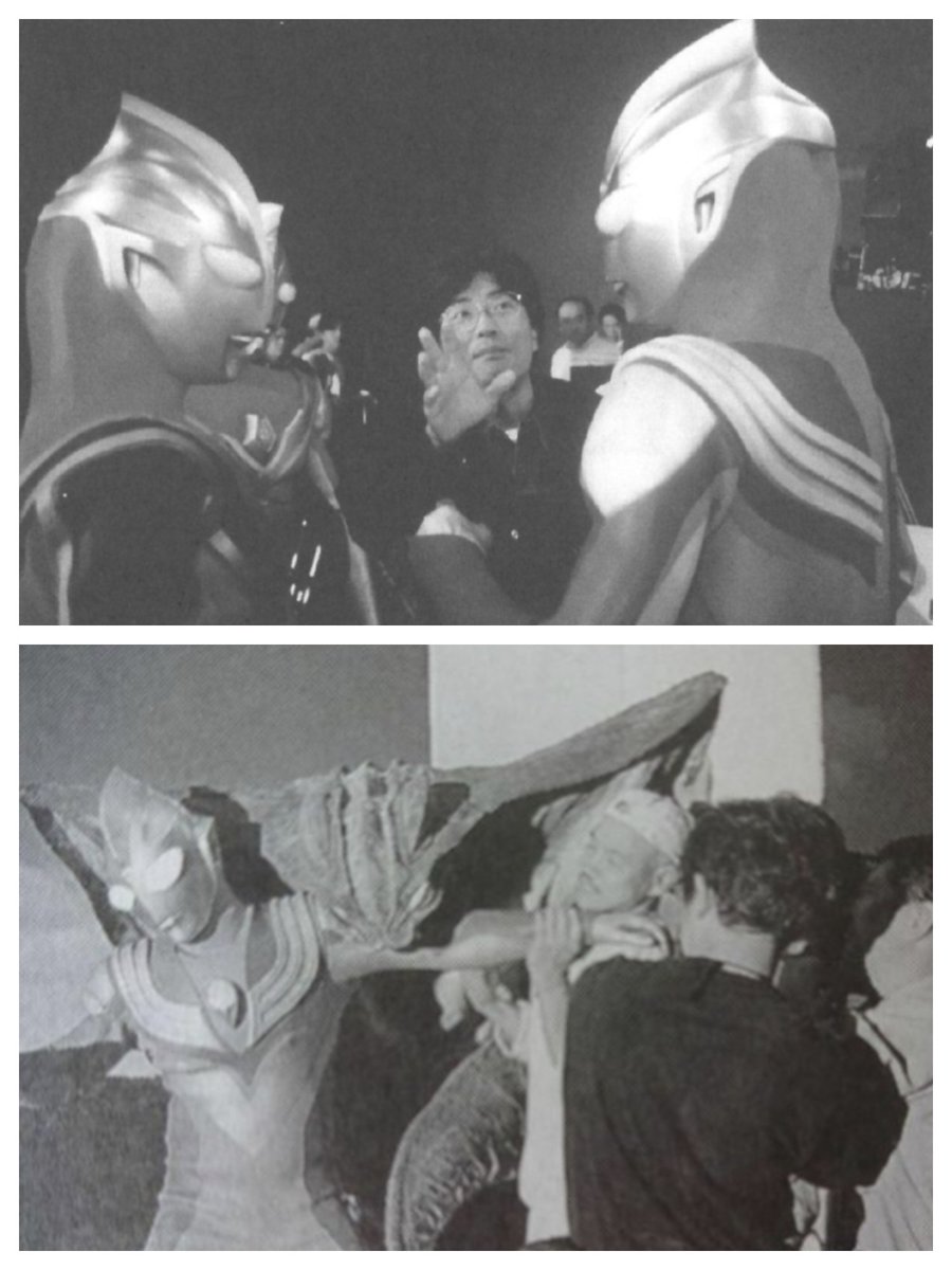 GongZ0822's tweet photo. こちらも、とても貴重な写真の数々です！
ぜひ皆さんに楽しんでいただけたら嬉しいです😊

元気いっぱいだった頃の北岡龍貴さんや、小中和哉監督が映画を撮影されている様子など、なかなか見ることのできない貴重な場面です。

そして何より、これはもしかすると劇外で見ることができる唯一の「アグルVSガイア」の写真かもしれません（笑）

さらに、最終回に登場したティガの石像を、まさに石像の視点から見たような一枚もあります！

#ウルトラマンティガ
#ウルトラマンダイナ
#平成ウルトラマン
#ウルトラシリーズ
#特撮
#特撮写真
#メイキング写真
#���谷プロ 
#小中和哉
#北岡龍貴
#权藤俊辅
#清水一哉
