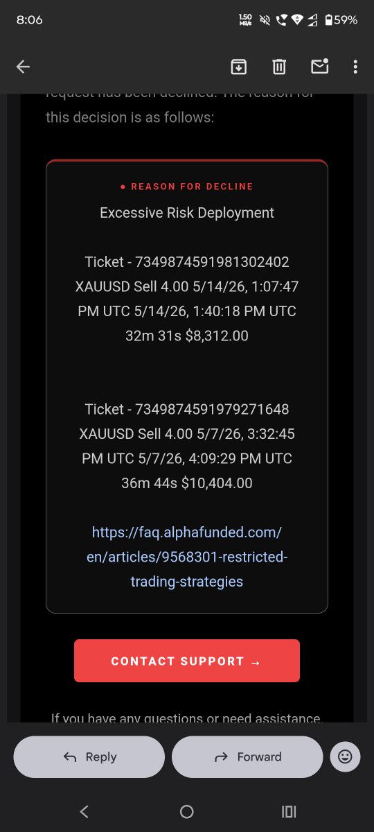 Samgg123g's tweet photo. @alphatraderfirm has denied my Payout of 12k Dollars and blocked me from everywhere there site discord and X, dashboard not responding since 4 months help @Propfirms_Audit @propfirmeye @ppropfundsquad @ppropfundsquad @PropFirmMatch there address is below from previous payout https://t.co/m53rBGd2PN