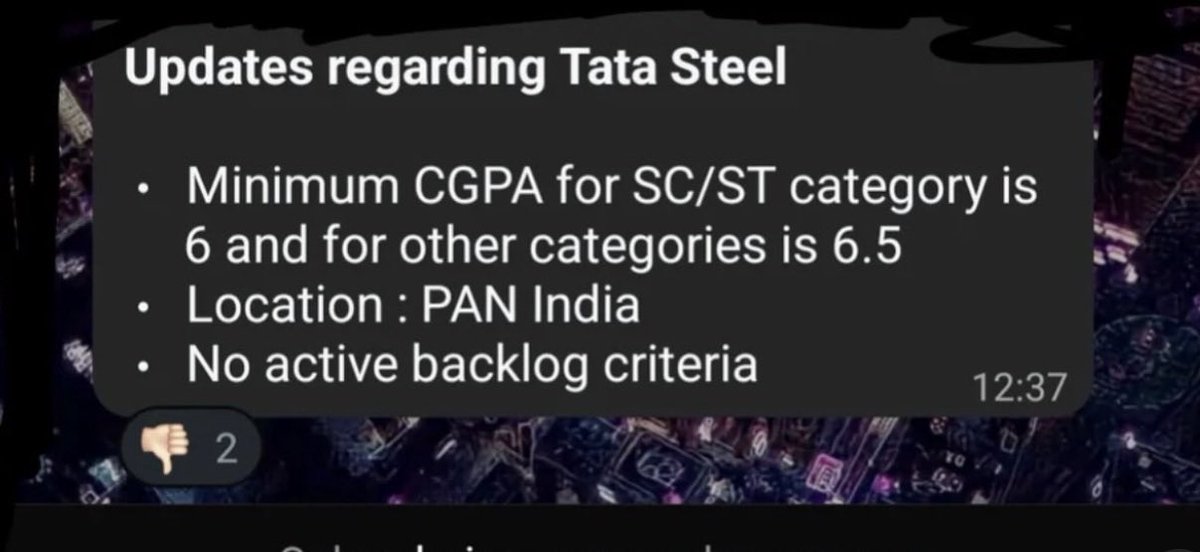 Resorcinolworks's tweet photo. Different CGPA cutoffs for SC/ST categories during placements 

Reservation has started in private sector now as well https://t.co/2qsf11XGmy