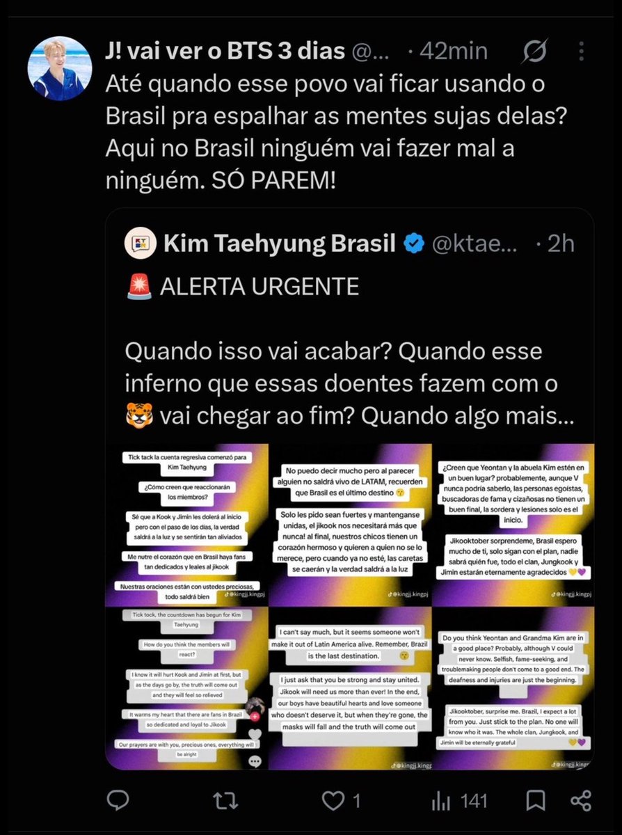vkfvr's tweet photo. defender o taehyung dos atacas das jicucas? não. 

tentar limpar a imagem de anti do brasil mesmo sendo que aqui tem uma quantidade maior de jicucas que atacam constantemente ele? sim. https://t.co/lEDqg2tQNu