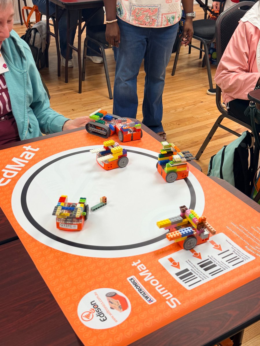 negaresa's tweet photo. Robot Sumo Showdown at #LibraryRemix! 🤖📚 NEGA media specialists turned Edison robots into LEGO sumo champs, then connected the design process to books like Rosie Revere, Engineer. Want to learn more? Visit https://t.co/O4QL88QAM9 #2026NEGARESALMS #FreshIdeas https://t.co/0wEdLuUXQ4