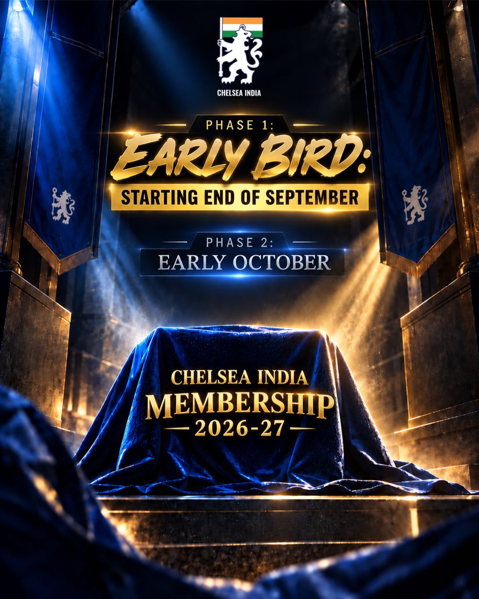 ChelseaIndia's tweet photo. It's almost time for the BIG launch! π€©
The Chelsea India Membership - Phase 1 drops soon with exclusive benefits and discounts. Keep watching this space to know more π
Are you EXCITED? π
#ChelseaIndiaMembership #CFC #ChelseaFCOSC #ChelseaIndia #IndiasBlueArmy https://t.co/90TEnCbqaX