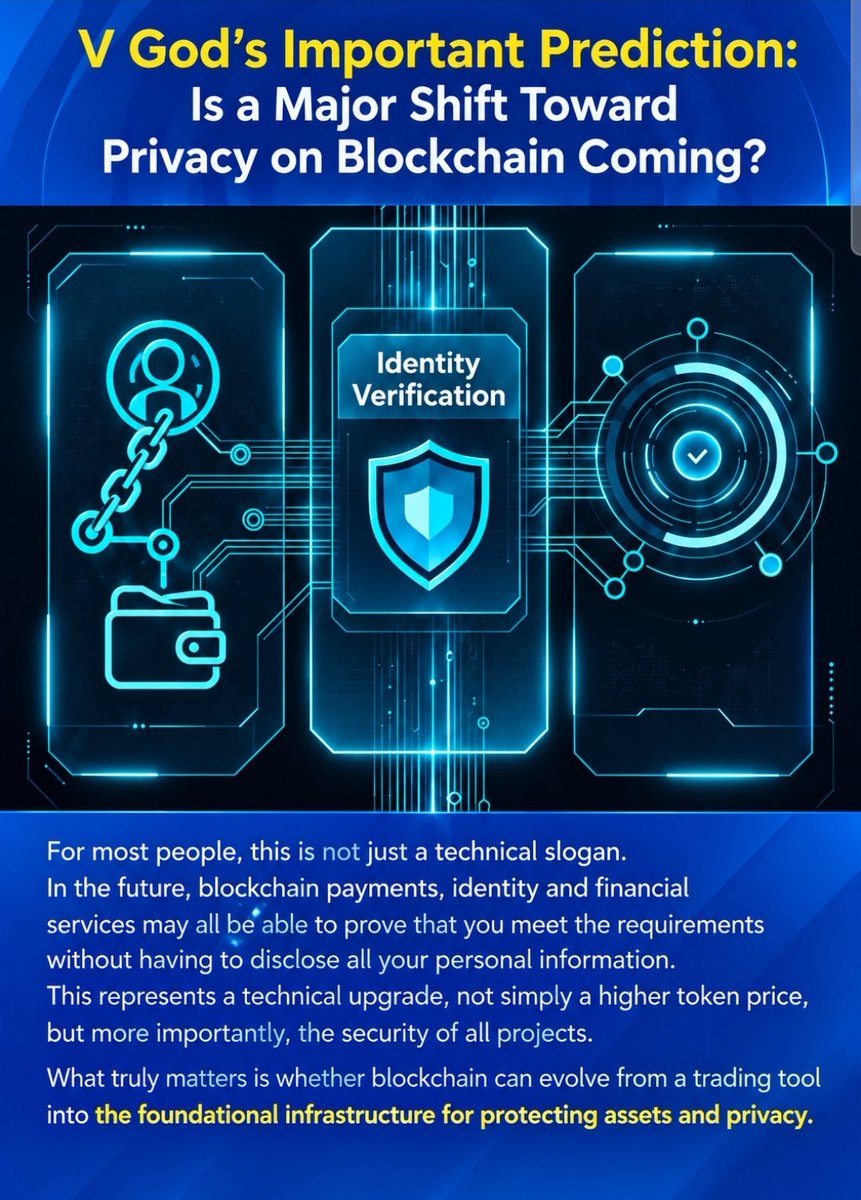 jessica_5777's tweet photo. Vitalik’s Important Prediction: Is a Major Shift Toward Privacy on Blockchain Coming?
As privacy technologies advance, 

blockchain is moving beyond “Who owns what?” toward “Who can see what?” Privacy is becoming infrastructure — giving users greater control over assets, identity and information.

This is why I’ve followed Judecoin for years. Privacy, self-custody and verification without unnecessary disclosure have long been part of its direction. As the industry increasingly turns toward privacy, Judecoin’s long-standing path is increasingly aligned with this broader trend.
Privacy is Infrastructure. JUDE is built for the future.
#Judecoin #JUDE #Privacy #Blockchain #Ethereum #Cryptography #Web3