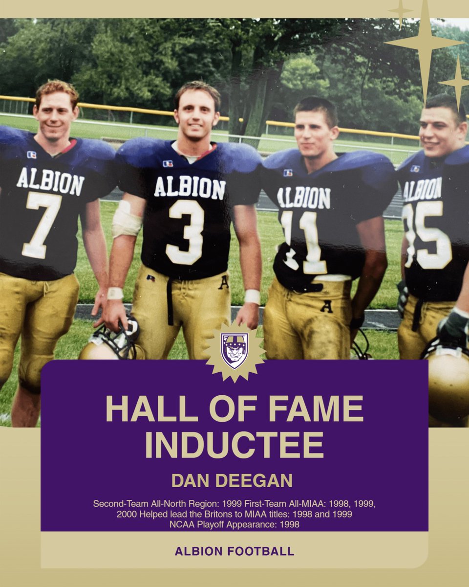 gobrits's tweet photo. 🟣⚔️🟣: HALL OF FAME COUNTDOWN
Today we recognize Dan Deegan whose standout career left a lasting mark on Albion Football
Join us as we continue to counting down to the 2026 Albion Athletics Hall of Fame Ceremony! #gobrits https://t.co/FroURZiPE2
