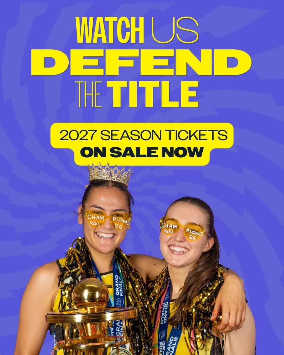 thundernetball's tweet photo. Beat the price increase on 1st Oct 📈

The 2027 season will be here before we know it, and we’d love to have you with us every step of the way, and be part of another huge year as we look to defend our title and win our sixth @NetballSL trophy 🏆

With our 2027 season tickets currently on sale, beat the price increase on 1st Oct, and take advantage of our Champion’s Access window, where you will get our best possible pricing and guaranteed access to all 7 home fixtures in 2027! 💛🖤

Buy here ➡️ https://t.co/GUL37HIJLk