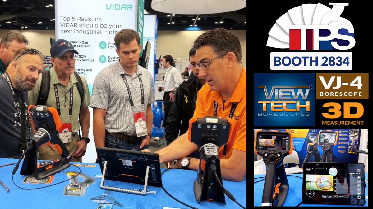 ViewtechScopes's tweet photo. We’re wrapping up at #TPS2026! Stop by #ViewTechBorescopes Booth 2834 - see the VJ-4 #3DMeasurement Video #Borescope in action and explore our remote visual inspection solutions.

https://t.co/fxsAcXKXAK

#Turbomachinery #PumpIndustry #RotatingEquipment #RemoteVisualInspection https://t.co/ZgKopyXI8y