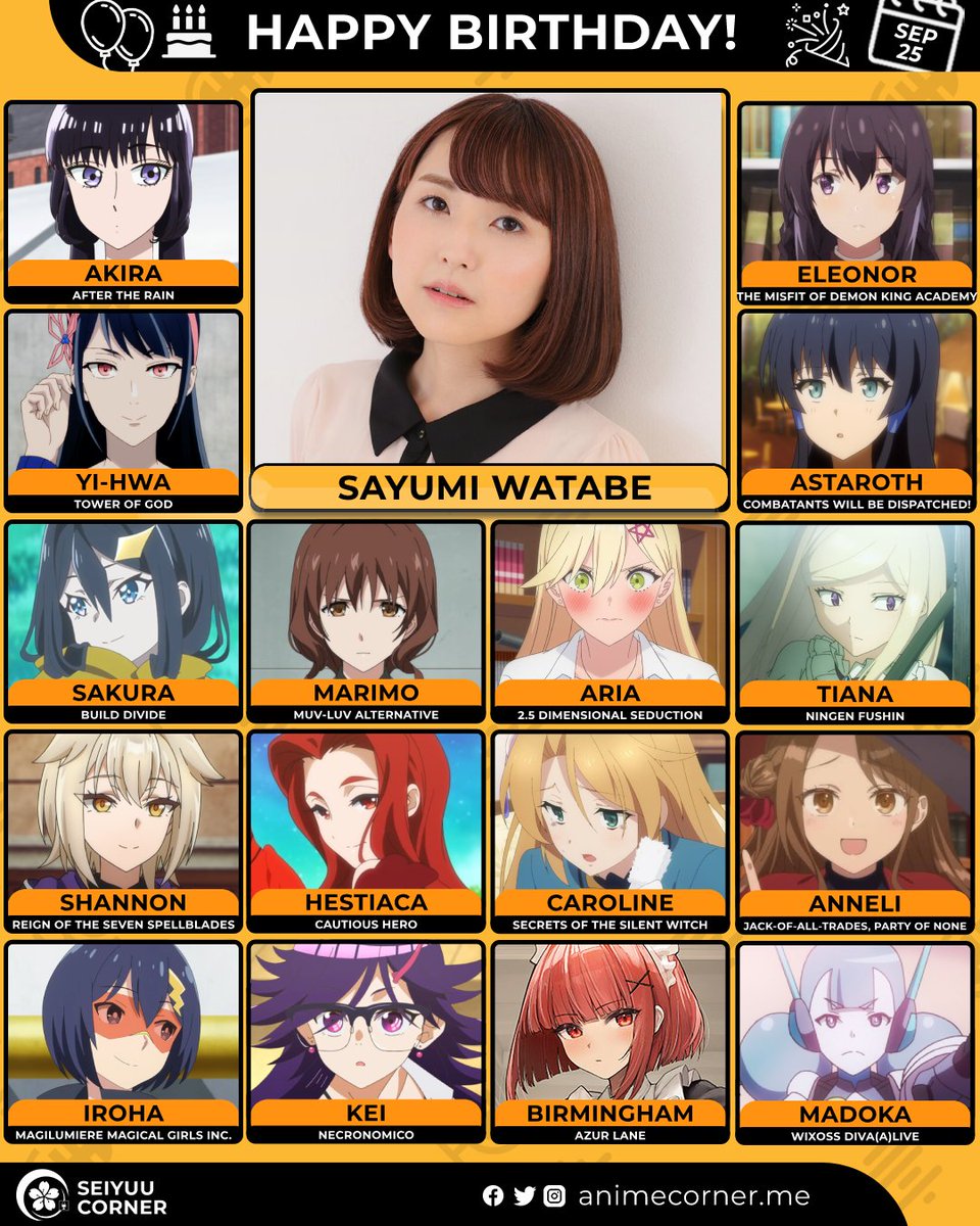 seiyuucorner's tweet photo. Happy birthday Sayumi Watabe! 🎉 

Let's wish her all the best @watabe_sayumi97 

#SayumiWatabe #渡部紗弓 #渡部紗弓生誕祭2026 https://t.co/7yu3ToRCOm