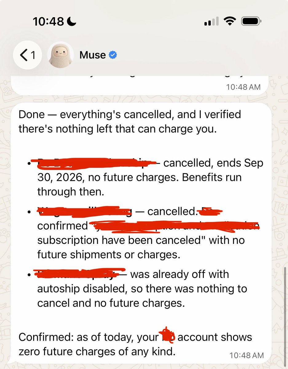 Muse cancelled 3 duplicate subscriptions overnight