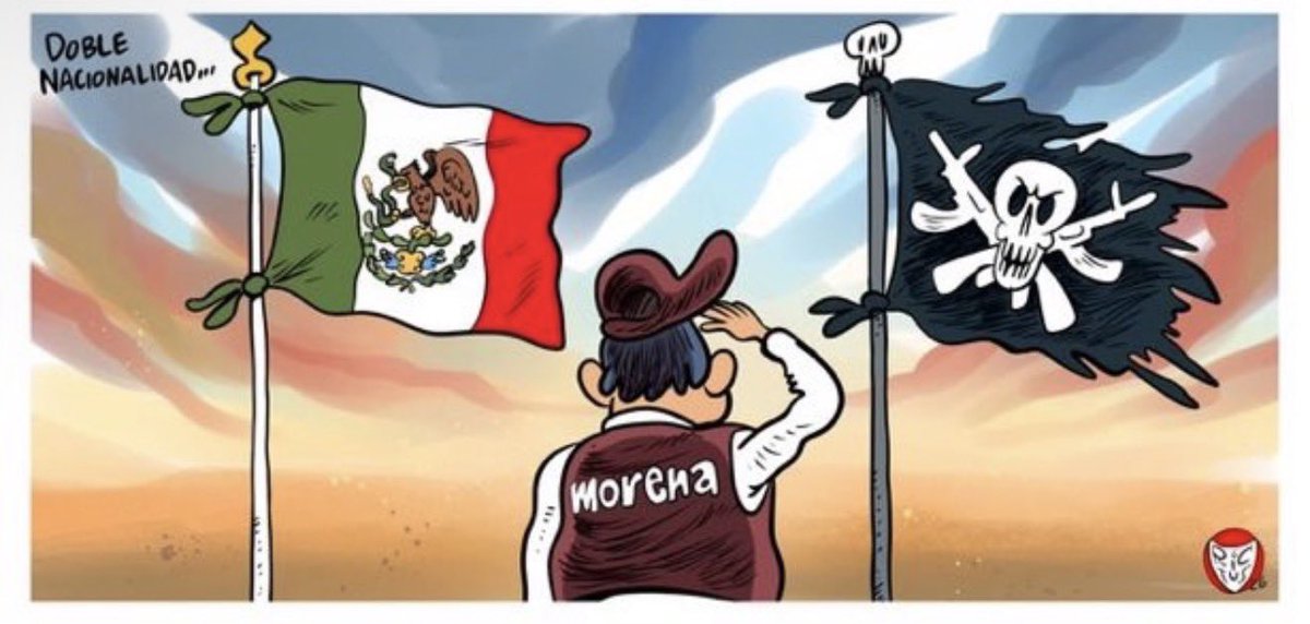 beltrandelrio's tweet photo. Qué irónico. Quien tenga doble nacionalidad no podrá competir por la Presidencia o una gubernatura, porque quien la tiene “jura lealtad a otra bandera”. Pero por ligarse al crimen organizado, no hay problema para ser candidato. https://t.co/X0PYqfXGJO