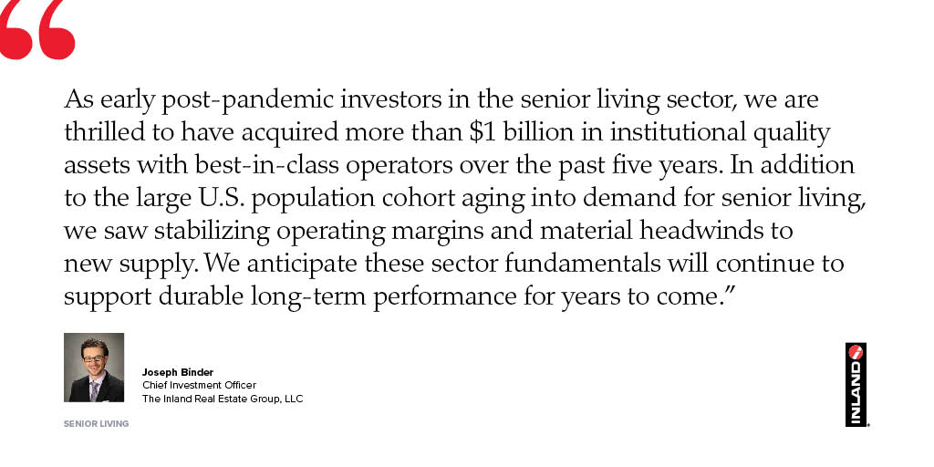 InlandGroup's tweet photo. As early post-pandemic investors in senior living, Inland has now acquired more than $1 billion in institutional quality assets over the past 5 years. Hear more about this milestone from Joe Binder, Inland's Chief Investment Officer, in @SQX_Alts: https://t.co/gsWzBaiFAf https://t.co/sgFdDZJ6qi
