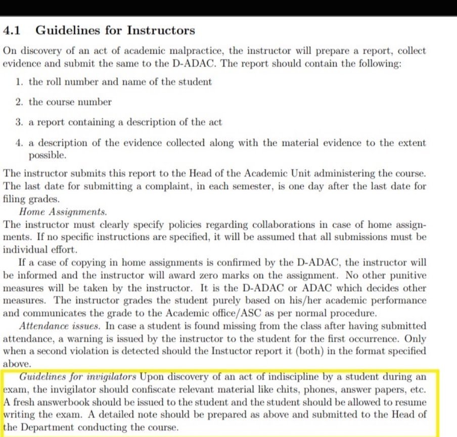Rehna_AntiCaste's tweet photo. It’s NOT NORMAL for a professor to ask a student to leave the room for cheating. Don’t normalise the brutal, rude, and inhumane behaviour of a professor in a classroom. Don’t invisibilise caste in IIT classrooms.

You still have doubt? Read IIT Bombay's own guidelines for instructors.