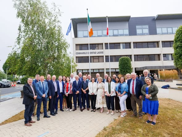 MaltainIreland's tweet photo. To mark the twinning of Laois with Malta for the Irish EU Presidency, in July the Ambassador visited Laois County Council for a flag-raising ceremony. The event was attended by Sean Fleming TD and Council members, while the Ambassador also met members of Laois' Maltese community. https://t.co/CHGCCtJBTp