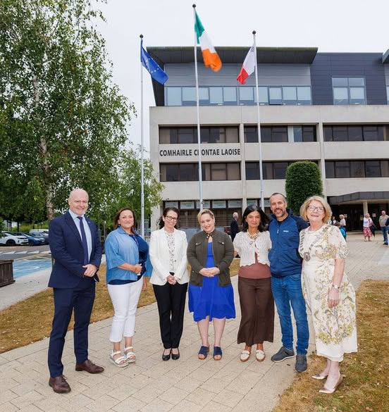 MaltainIreland's tweet photo. To mark the twinning of Laois with Malta for the Irish EU Presidency, in July the Ambassador visited Laois County Council for a flag-raising ceremony. The event was attended by Sean Fleming TD and Council members, while the Ambassador also met members of Laois' Maltese community. https://t.co/CHGCCtJBTp