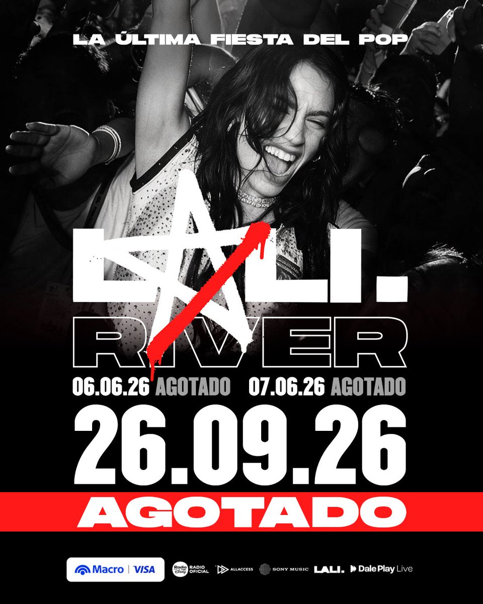 livedaleplay's tweet photo. ENTRADAS AGOTADAS PARA VER A @LALI EN RIVER ❤️‍🔥

ESTE SÁBADO ATENDEMOS AL DEMONIO POR ÚLTIMA VEEEEZ 😈📞 River está completo y nosotros listos para dejar TODO ahí.

NOS VEMOS EN LA ÚLTIMA FIESTA DEL POP PARA CERRAR ESTE TOUR!! 💋 https://t.co/NqmrE636iY