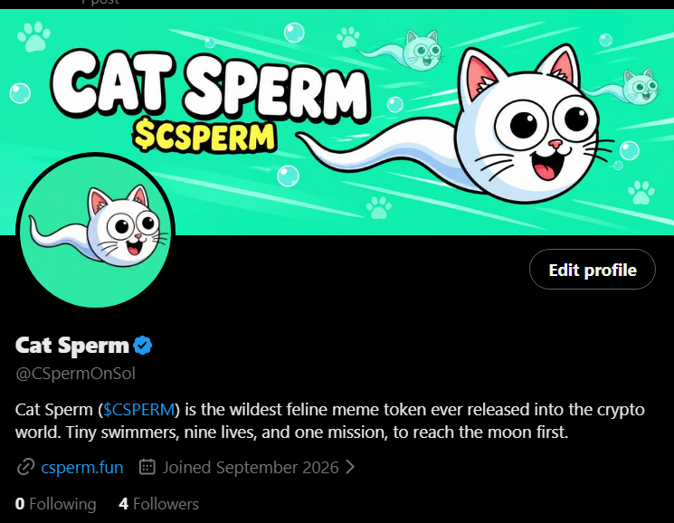 CSpermOnSol's tweet photo. WE’RE OFFICIALLY VERIFIED ON X! ✅

The blue check is secured.
The community is growing.
The swimmers are heading straight for the moon. 🐱🚀🌕

This is only the beginning for $CSPERM.
STAY BULLISH. 🔥

#Sol #CSperm #Pumpfun https://t.co/RGhsSkt0iB