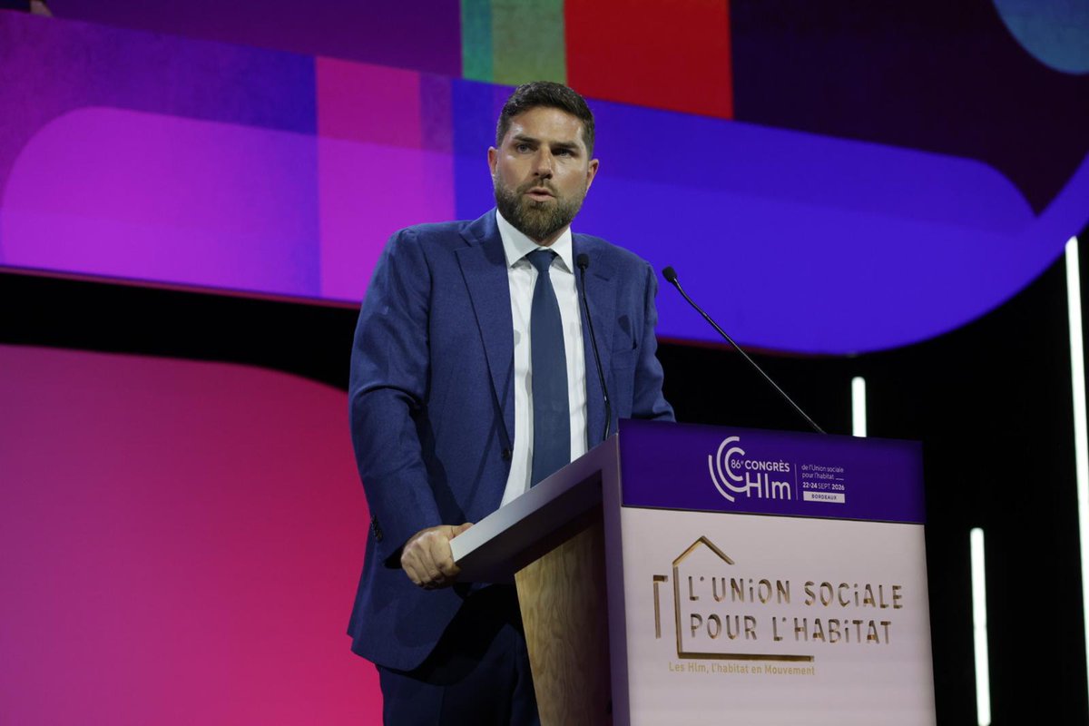 UnionHlm's tweet photo. #CongrèsHlm Clôture de cette 86e édition à Bordeaux par @VincentJeanbrun, ministre de la Ville et du Logement https://t.co/BDtMawTNS2