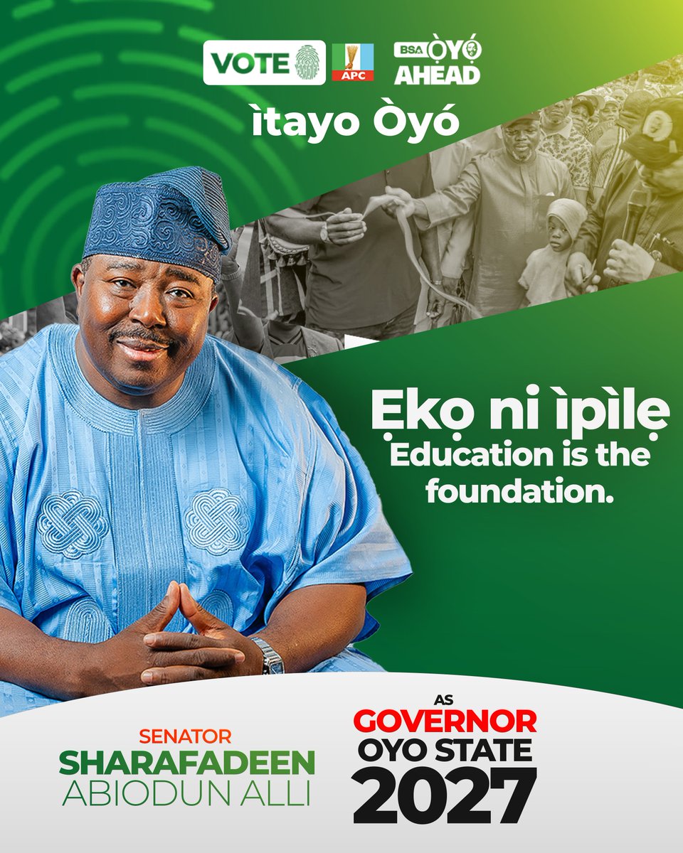 OyoTransportNet's tweet photo. A child who can't read can't fight for their own health or future. Education and health go together building minds while restoring dignity. BSA won't leave any Oyo child behind.
VOTE BSA | VOTE APC
#YouthForOyoAHEAD #BSA2027 #OyoAHEAD https://t.co/cZFwtfKwI0