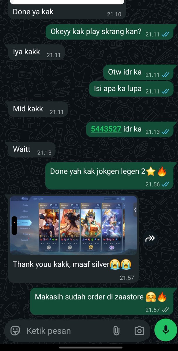 Zaaa_store12's tweet photo. Done lagi jokgen legend 2⭐️🔥 

Yu next order bisa DM/WA admin di bio ya guysh📩🤗🔥
#zonauang #zonajajan #zonacuan #jokimlbb https://t.co/6EuVMby0xI