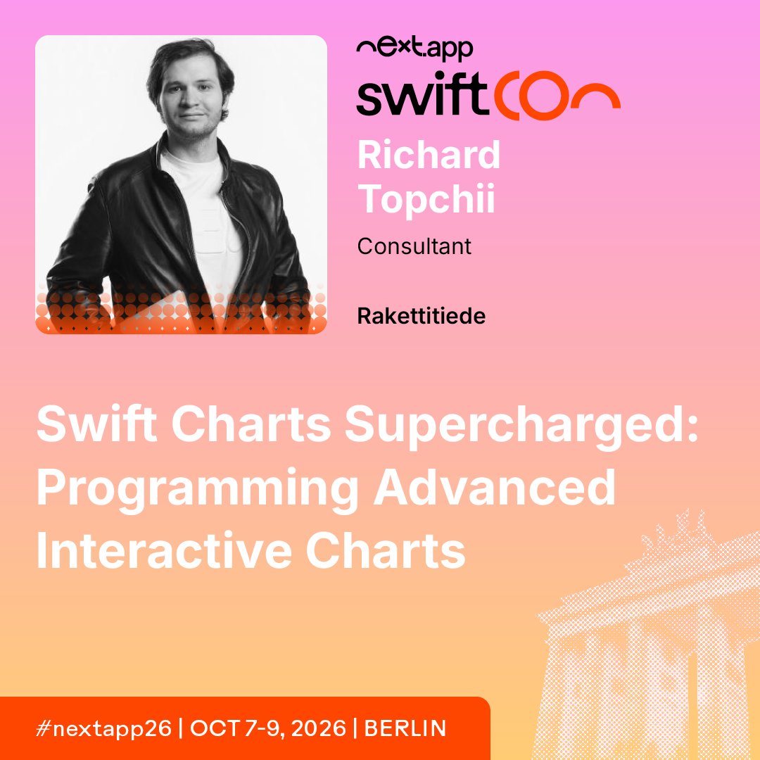 swiftconnextapp's tweet photo. Swift Charts has advanced interactive modes most devs never touch. 📈
@richardtop_ios shows you how to supercharge them at swiftCon Berlin.
Learn more: https://t.co/erBHBJfJhl
#nextapp26 #iOSDev https://t.co/opVYMzBx6c