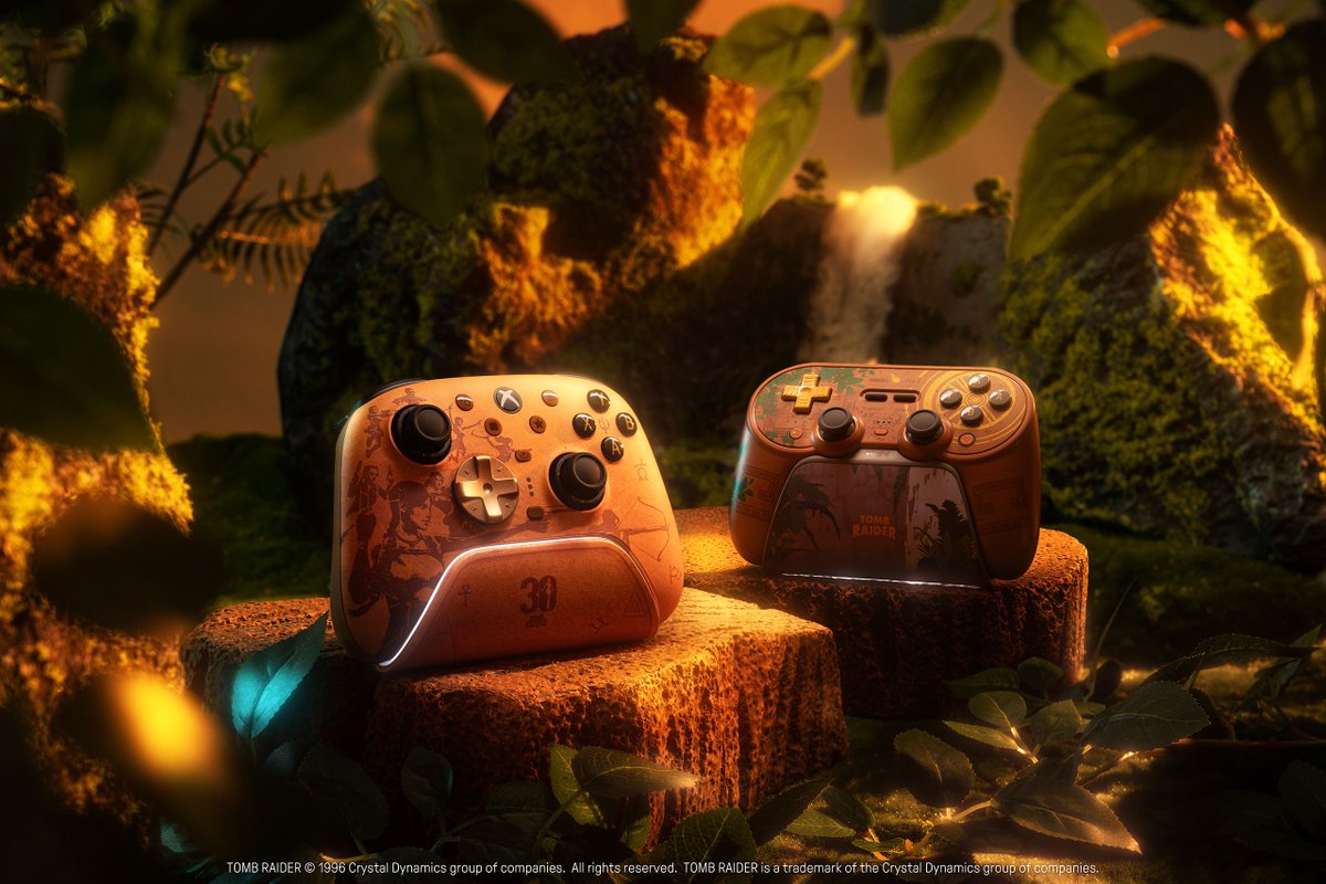 8BitDo's tweet photo. Introducing the 8BitDo x Tomb Raider 30th Anniversary Edition Collection.

30 Years of Adventure. Two controllers. One icon. - Like Lara's dual pistols, they stand side by side.

The Pro 3 Bluetooth Gamepad - Tomb Raider 30th Anniversary Edition pays tribute to where it all started in 1996: Lara’s very first adventure.

The Ultimate 3 Controller for XBOX - Tomb Raider 30th Anniversary Edition represents the future: a modern flagship inspired by 30 years of Lara Croft and the adventures still to come.

Play for sport: https://t.co/X0gko28Xm7 

#8BitDo #TombRaider #LaraCroft #Ultimate3 #Pro3