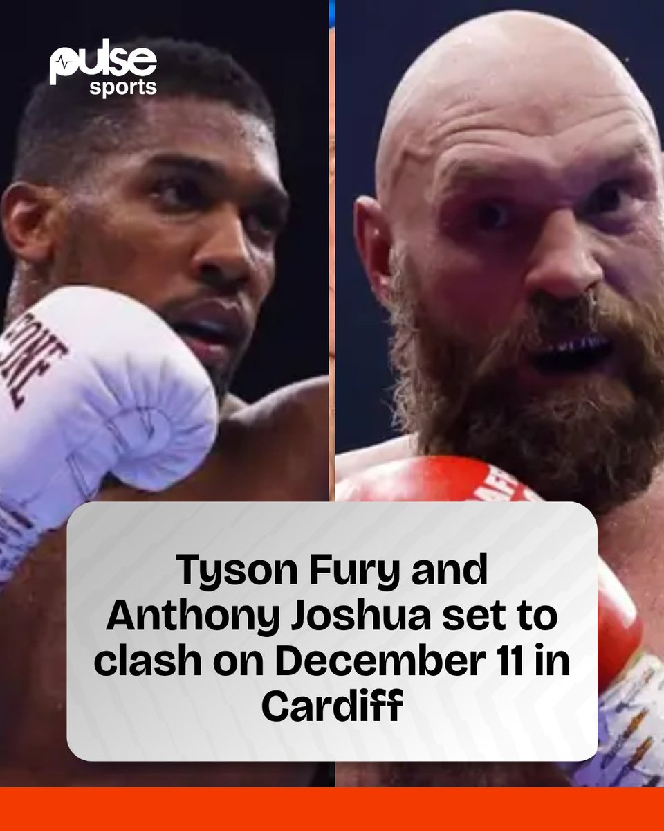 PulseGhana's tweet photo. Tyson Fury and Anthony Joshua will finally go head to head in the boxing ring on Friday, December 11, taking place at the Principality Stadium in Cardiff, Wales.

Read more here: https://t.co/WEIwdMY6v1 https://t.co/f3KMMGWIX9