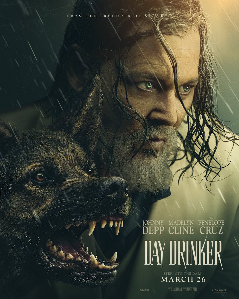 _filmcrave's tweet photo. First poster for ‘DAY DRINKER’ starring Johnny Depp, Madelyn Cline and Penélope Cruz. 

In theaters on March 26. https://t.co/JyzbC21ua0
