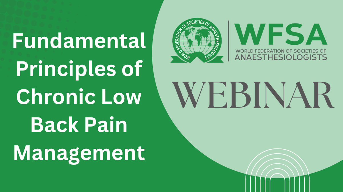 wfsaorg's tweet photo. 📺 Did you miss the webinar? The recording is now available! 
Watch the AARS-WFSA webinar, hosted by the Indian Society of Anaesthesiologists, exploring one of the most common and challenging problems in everyday practice: chronic low back pain.
🎥 Watch the recording and catch up on the discussion: https://t.co/HlC9ANEKzU