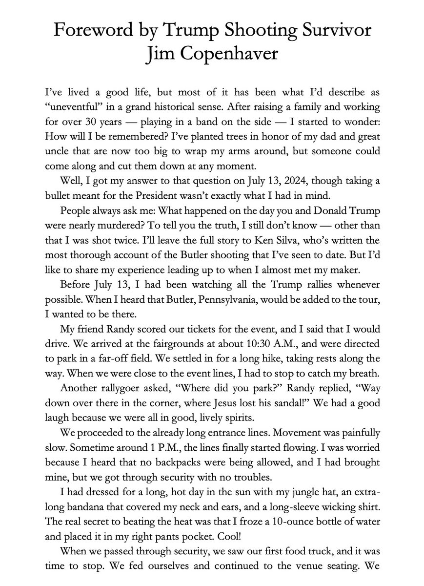 JD_Cashless's tweet photo. Jim wrote the foreword to my book about the Trump shooting. In it, Jim contemplates how he'll be remembered. 
Posting it here for anyone who wants to read: https://t.co/SciSd8SsXL
