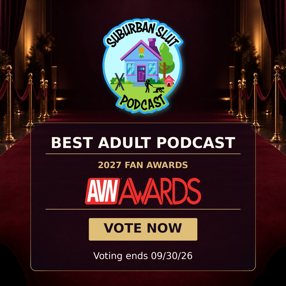 SammieSwitchX's tweet photo. We are in the home stretch for the @avnawards Fan Awards! 6 days to go! Head over to https://t.co/kuMNu8Rx1l type in Suburban Slut Podcast for nominee, SammieSwitchX for X handle, and vote every day! We are so close to showing the world what the Neighborhood is all about! #vote #awards #avn