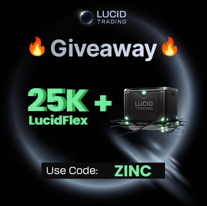 MrZincx's tweet photo. Did someone say Lucid Giveaway?

10 x 25k Lucid Flex
5 x Lucid Crates

1.) Follow @MrZincx and @TradingLucid 
2.) Tag 3 Friends
3.) Like and save this post.

15 winners picked Monday, 09/28. The more you use code "zinc" the more I get to giveaway! https://t.co/omhX43ySnJ