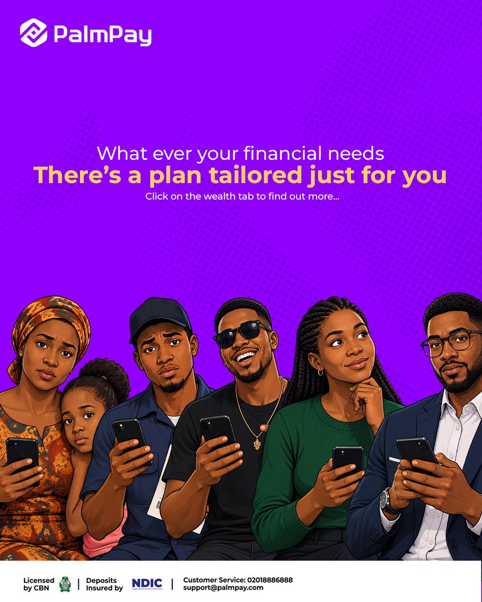 PalmpayWealth's tweet photo. Whatever your financial needs, there is a product tailored just for you. Download the PalmPay App to get started!
#finance101
#palmpay
#SmartSavings https://t.co/Z2sfhHpe0C