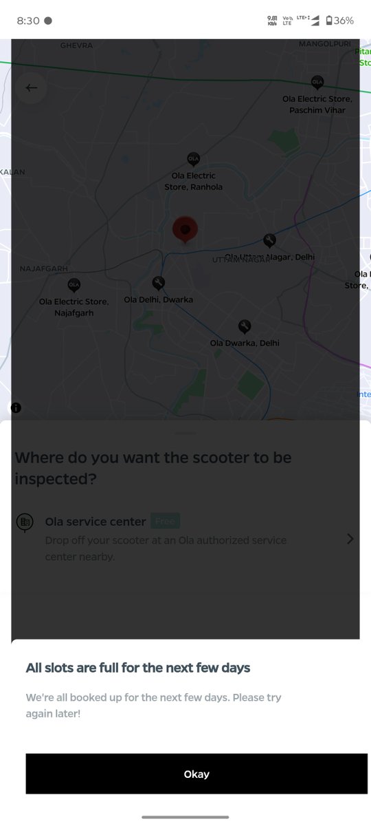 iamdevrana's tweet photo. @OlaElectric what's happening. I am trying to book a service from last 10 days but not able to. Sometimes it shows service station 18 kms away and now from last few days it says all slots are full. Pls do let me know how this can be resolved https://t.co/j7hzePwdUr