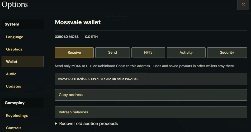 MossvaleMMO's tweet photo. Your Mossvale Wallet is in the settings menu under the "Wallet" Tab https://t.co/5wwKsubScs