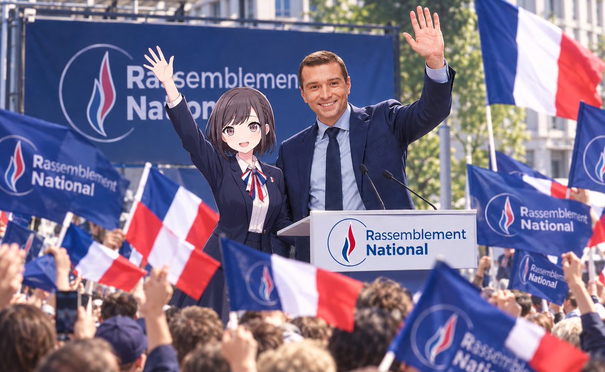 syanimu_sub's tweet photo. 美大不合格後に欧州各国で右翼政党の選挙ポスターのデザインをしていたところ、一介の活動家だったバルデラと知り合って結婚し、ルペンファミリーの一員としてRNをともに率いることになった東雲絵名。 https://t.co/2Q821e1sxd