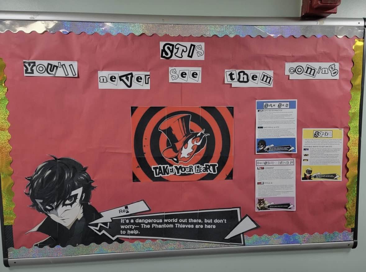 Nico_ganaaa's tweet photo. Do any of you guys remember many years ago when a university had a phantom thieves themed STI prevention board on safe sex? https://t.co/DqdnaCEFLN