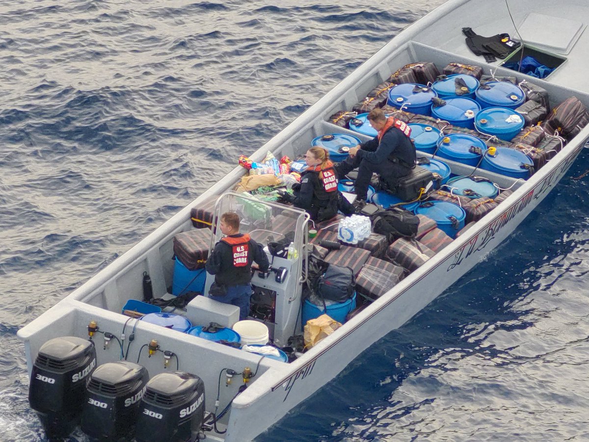 DHSgov's tweet photo. OVER 260,000 TOTAL POUNDS OF COCAINE SEIZED IN OPERATION PACIFIC VIPER.

Over the course of six days in the Eastern Pacific, the @USCG Cutter Tampa seized more than 25,000 pounds of cocaine in three interdictions, bringing the total amount of cocaine seized in Operation Pacific Viper to more than 260,000 pounds.

Under the leadership of President Trump and @SecMullinDHS, we will continue to defeat the narco-terrorists and stop the flow of deadly drugs into our country.