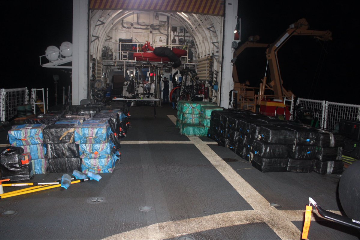 DHSgov's tweet photo. OVER 260,000 TOTAL POUNDS OF COCAINE SEIZED IN OPERATION PACIFIC VIPER.

Over the course of six days in the Eastern Pacific, the @USCG Cutter Tampa seized more than 25,000 pounds of cocaine in three interdictions, bringing the total amount of cocaine seized in Operation Pacific Viper to more than 260,000 pounds.

Under the leadership of President Trump and @SecMullinDHS, we will continue to defeat the narco-terrorists and stop the flow of deadly drugs into our country.