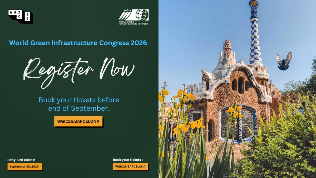 greenroofs's tweet photo. Don't miss your Early Bird Discount for #WGIC26 through September 30!
#Barcelona #greeninfrastructure #greenroofs #greenwalls #livingarchitecture #sustainability @WGINetwork
https://t.co/6wBkeC3Q3M https://t.co/DAJj4DdhLs