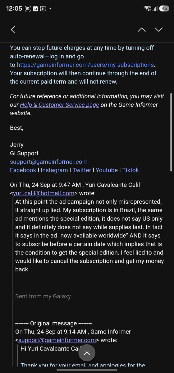 kanguruhbr's tweet photo. I feel straight up scammed into a subscription to a magazine I loved, @gameinformer. The ad that showed up in my Facebook feed was supposed to be US only but it wasn't and now I have to pay for it. You guys were better than this in the past. https://t.co/fNpsKu68B3