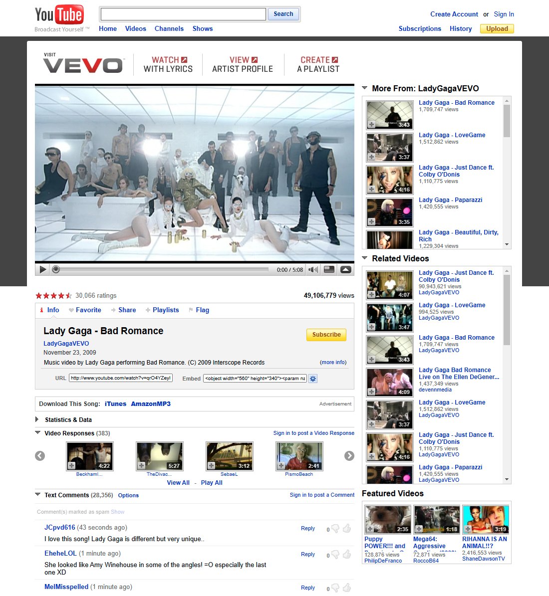WebDesignMuseum's tweet photo. YouTube in 2009 https://t.co/z760p7Bcmq
